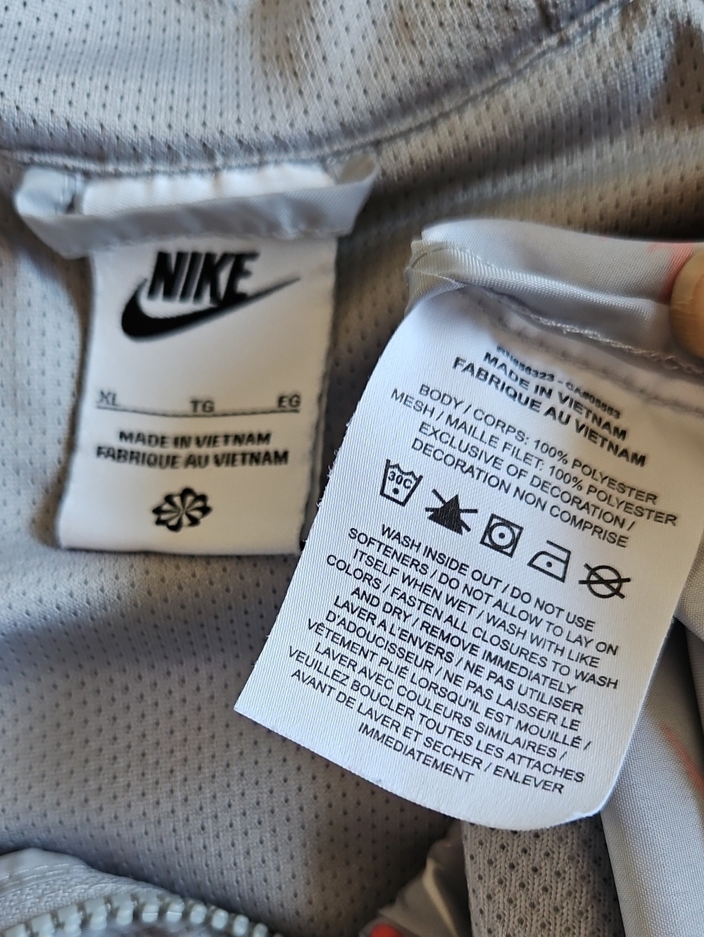 Nike Windrunner Hooded Jacket Swoosh Print Gray Orange Size XL Youth - Picture 13 of 13